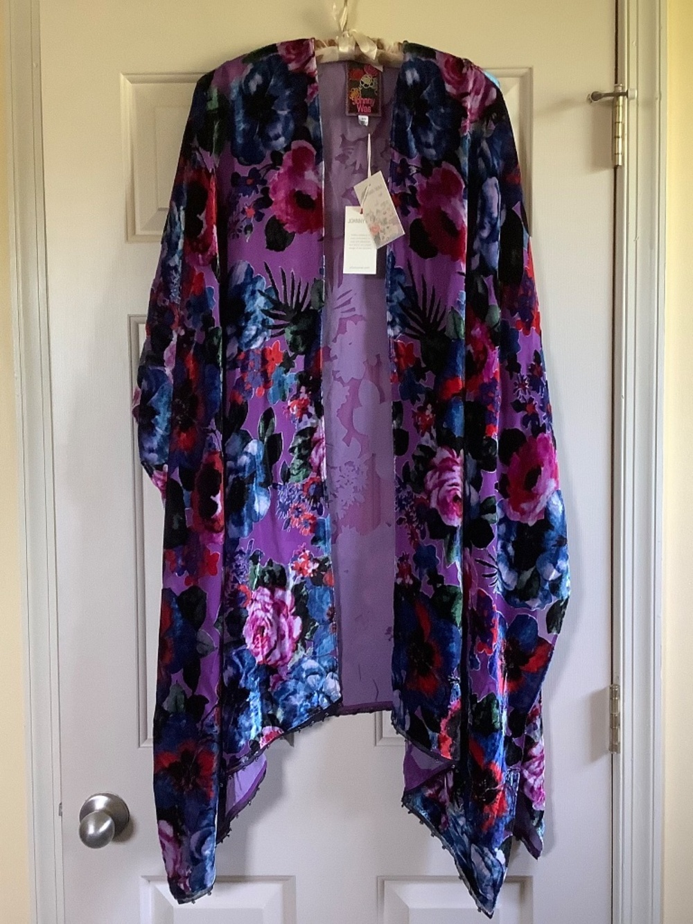 Johnny Was Burnout Velvet And Silk Shawl Phantasma OS - Picture 3 of 16